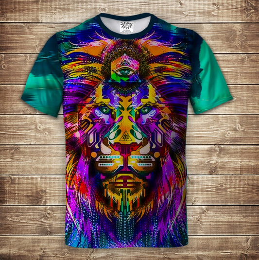 Футболка 3D All Over Print Leo Psychedelic. Дорослі та дитячі розміри.