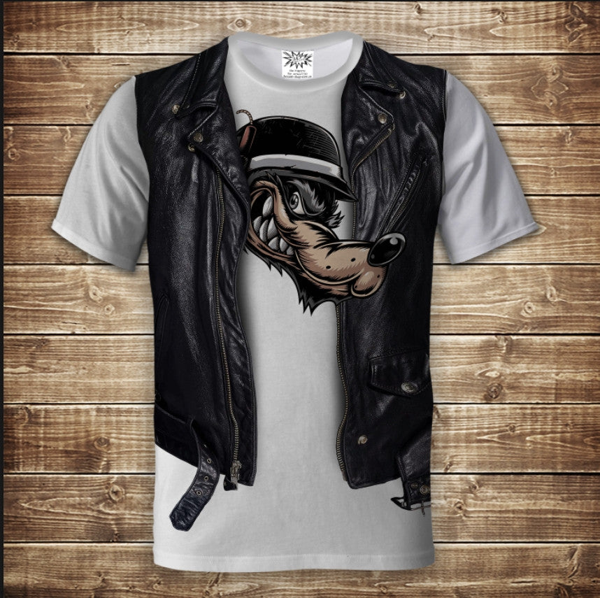 T-shirt 3D All Over Print 2-in-1 shirt + vest. Wolf biker Adult and children's sizes.