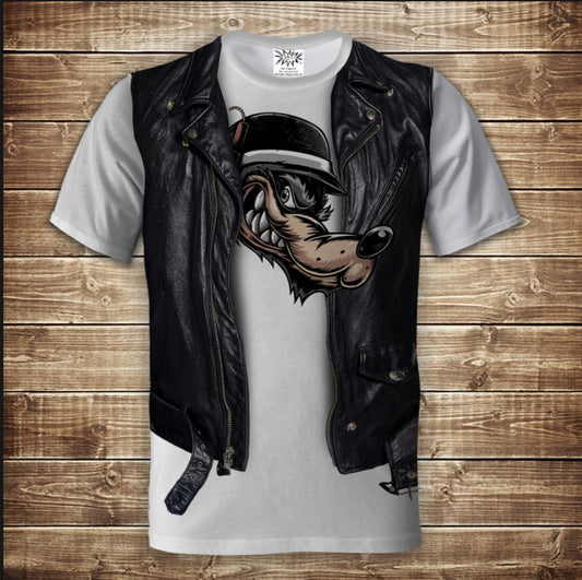 Camiseta 3D All Over Print Camiseta 2 en 1 + chaleco. Wolf biker Tallas adulto y infantil.