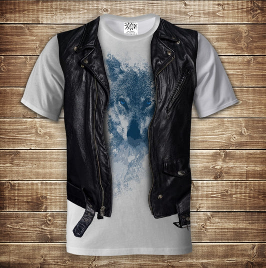 T-shirt 3D All Over Print 2-in-1 shirt + vest. Blue Wolf Adult and children's sizes.