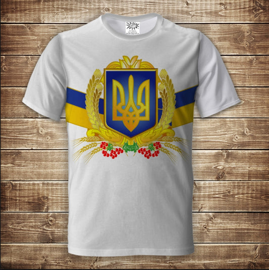 T-shirt 3D All Over Print with Trident Symbols of Ukraine Adult and Children Sizes