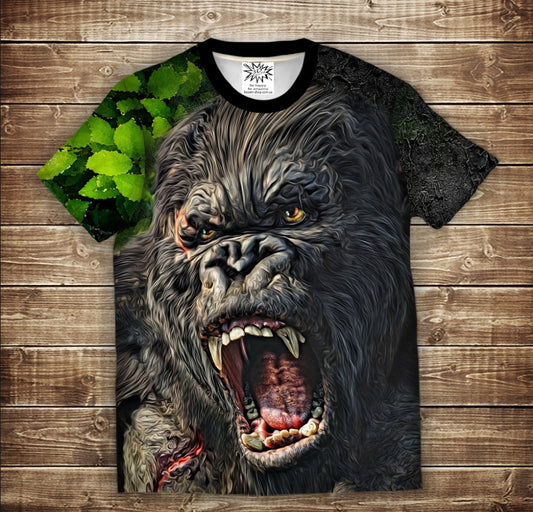 Camiseta con estampado integral en 3D con tema Evil Gorilla