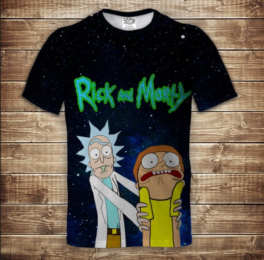 Camiseta 3D All Over Print con temática de Rick y Morty.