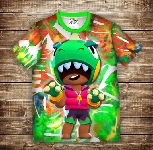 T-shirt 3D All Over Print Leon Dinosaur Brawl Stars All Sizes