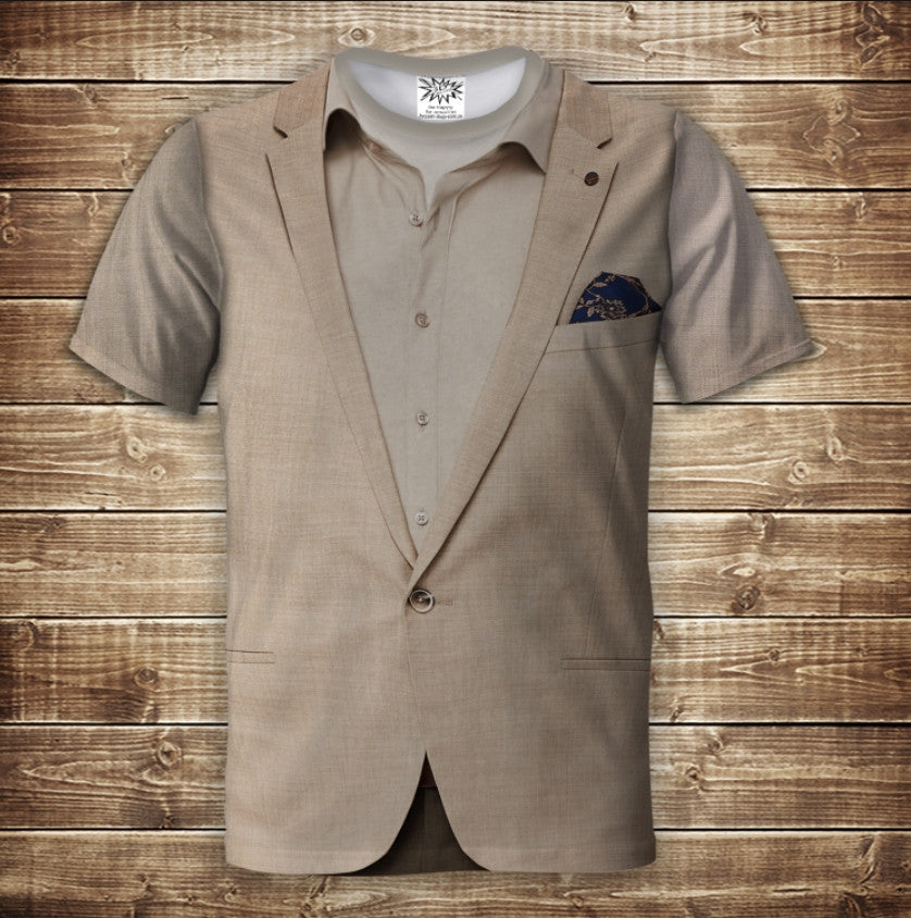 Camiseta Estampado Integral 3D Traje Beige