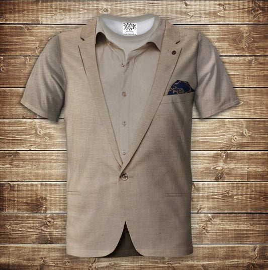 T-shirt 3D All Over Print Beige Suit