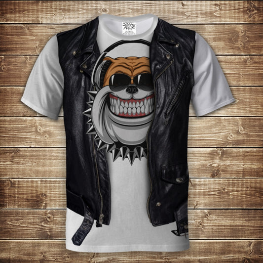 Camiseta 3D All Over Print Camiseta 2 en 1 + Chaleco Bulldog en Auriculares Tallas Adulto y Niño