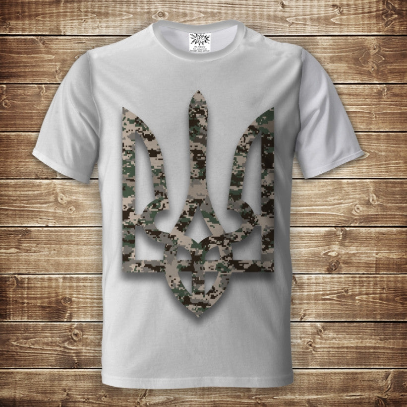 T-shirt 3D All Over Print with the emblem of Ukraine Trident Adult and children's sizes