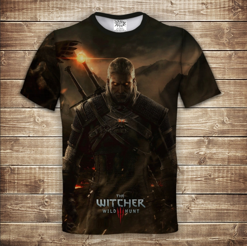 Camiseta 3D All Over Print Witcher. Noche y fuego