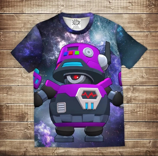 T-shirt 3D All Over Print: Darryl D4R-RI1 Brawl Stars. Children and adult sizes.