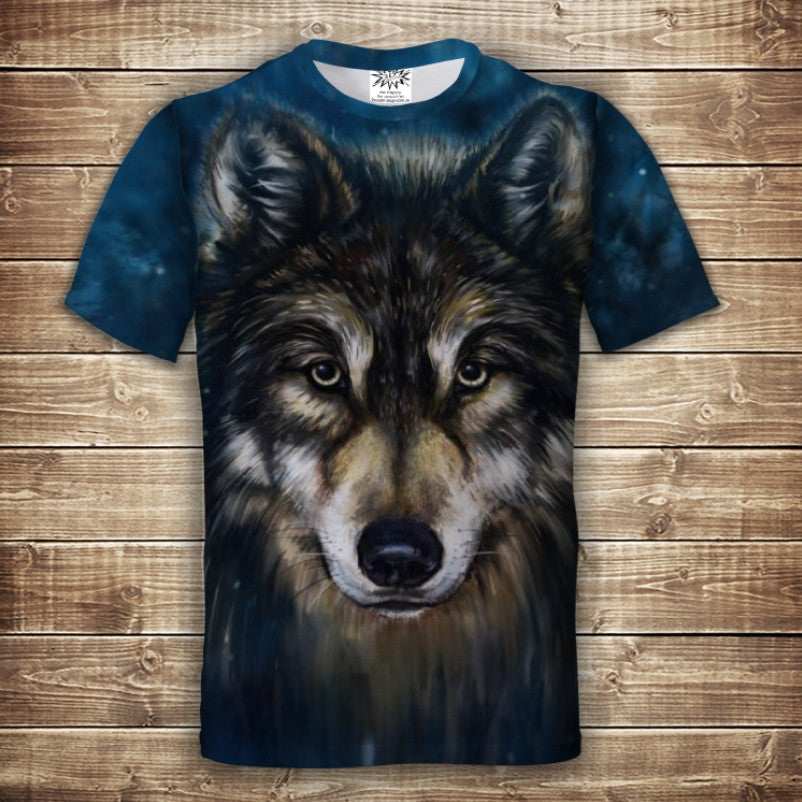 T-shirt 3D All Over Print with Wolf Face Adult and Kids Sizes