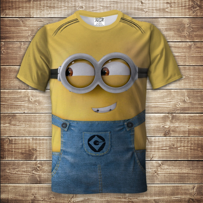 T-shirt 3D All Over Print with Minion Dave in Jeans Theme Children and Adult Sizes