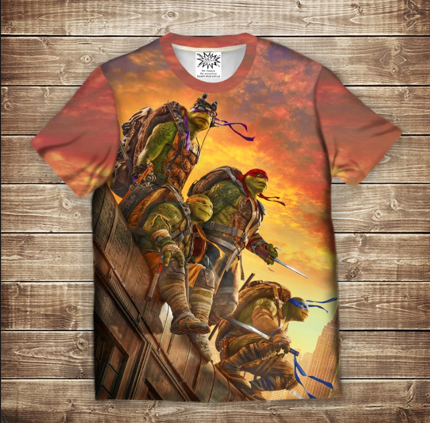 Camiseta 3D All Over Print Tortugas Ninja en el tejado