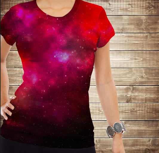 T-shirt 3D All Over Print Red Space Adult and Kids Sizes