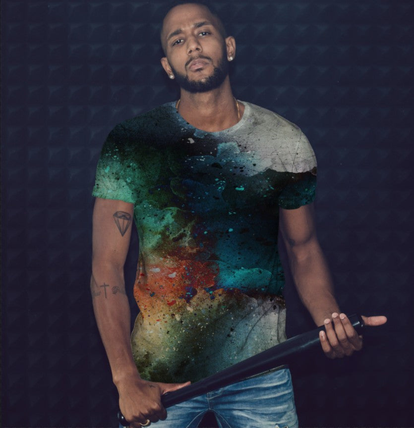 T-shirt 3D All Over Print with Watercolor Paint Splashes Theme