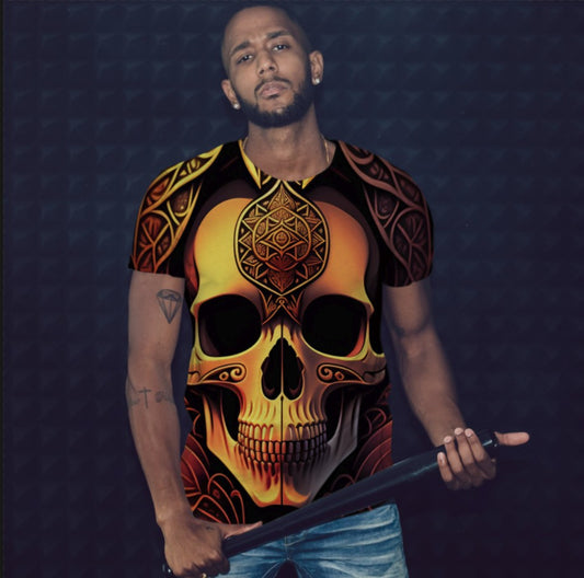 Camiseta con estampado 3D integral con tema Skull Art