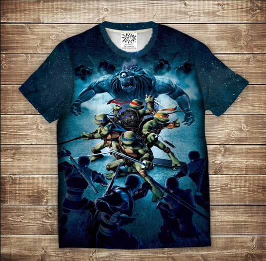 T-shirt 3D All Over Print Teenage Mutant Ninja Turtles and Monsters