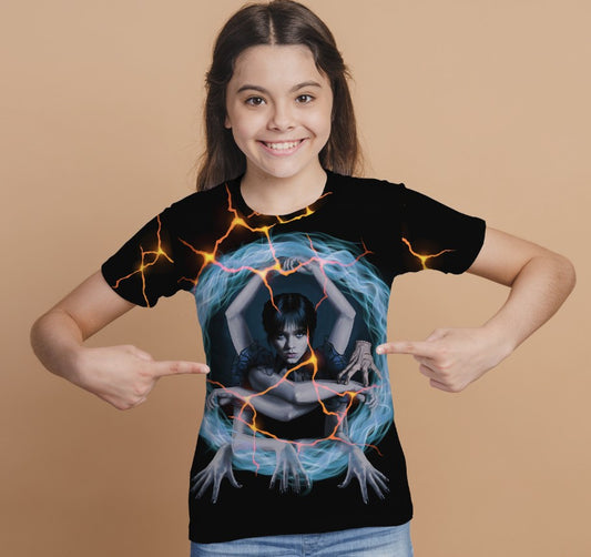 Camiseta 3D All Over Print con el estampado de Wednesday Addams y Enit Wednesday Addams.