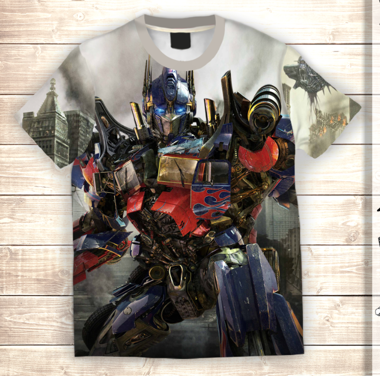 Camiseta 3D All Over Print Transformers Optimus Prime en la ciudad