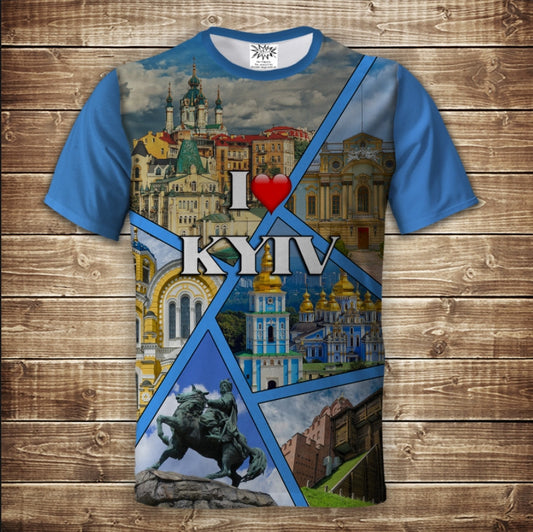 Футболка 3D All Over Print I love Kyiv I am from Ukraine