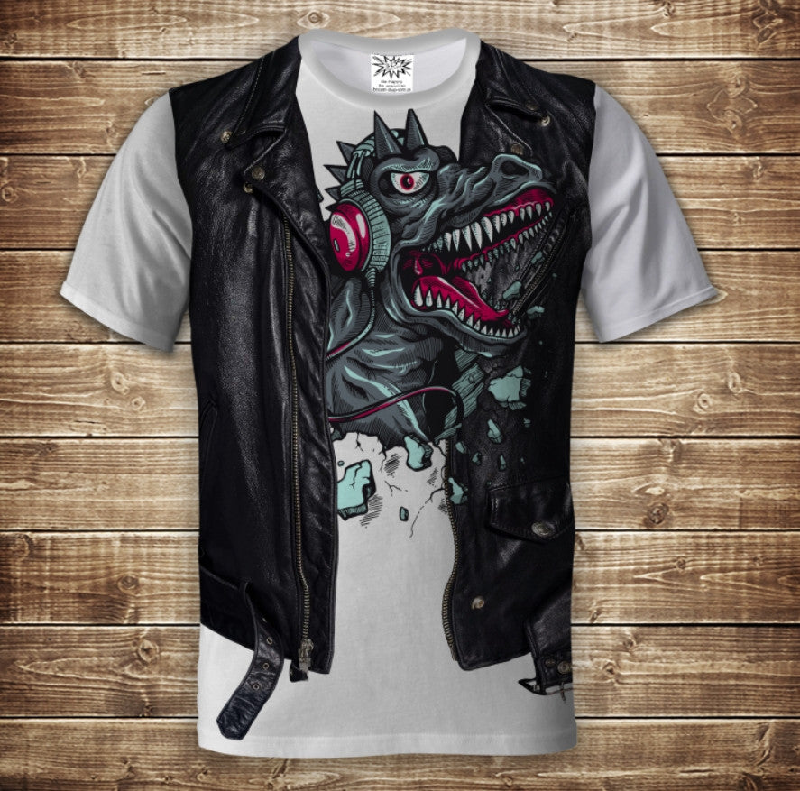 T-shirt 3D All Over Print 2-in-1 T-shirt + Vest Dinosaur Music Lover Adult and Children Sizes