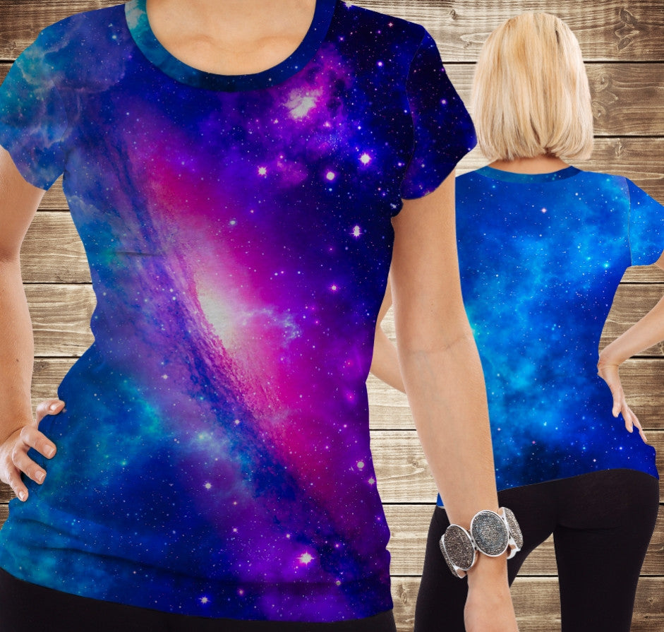 Camiseta 3D All Over Print con tema Universo Espacial y Estrellas tallas Adulto y Niño