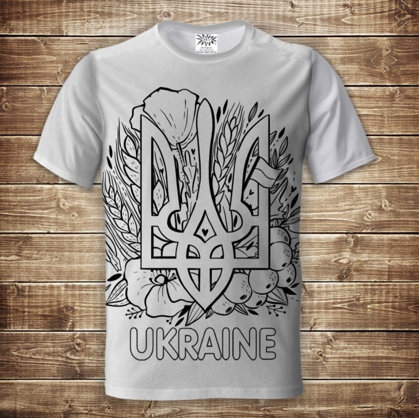 T-shirt 3D All Over Print Trizub Ukraine Adult and Children Sizes