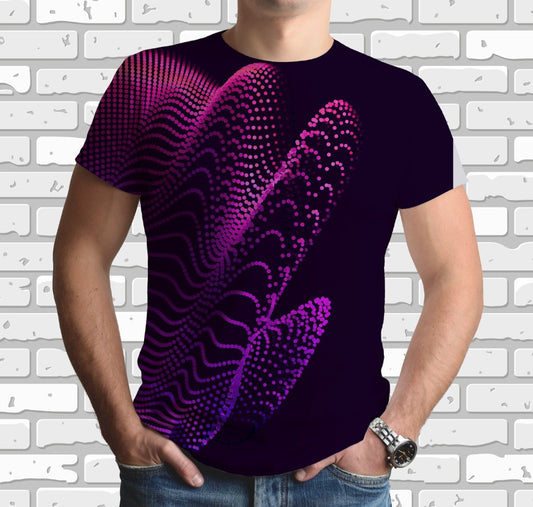 Camiseta con estampado integral en 3D y tema de patrón geométrico de neón