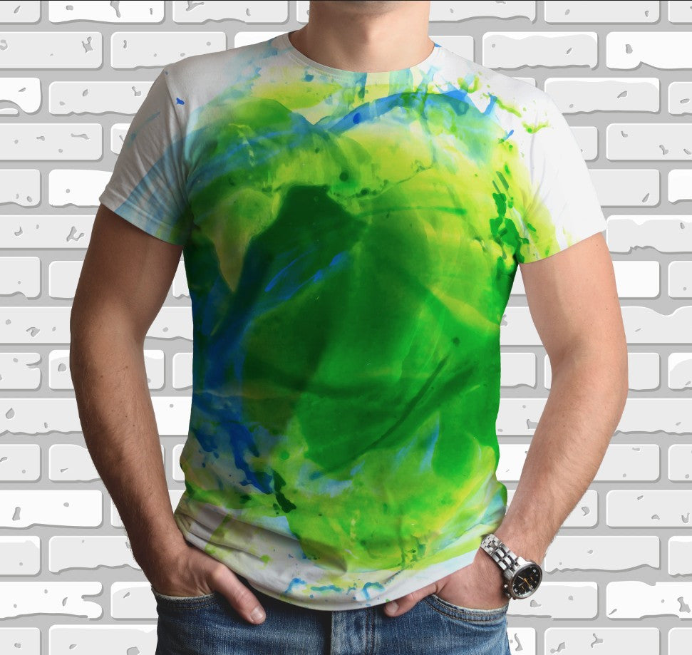 Camiseta con estampado integral en 3D y tema artístico de acuarela