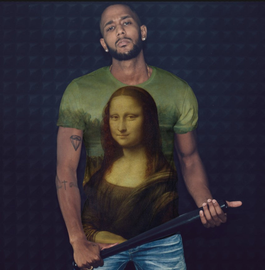 T-shirt 3D All Over Print with Leonardo da Vinci's Mona Lisa theme.