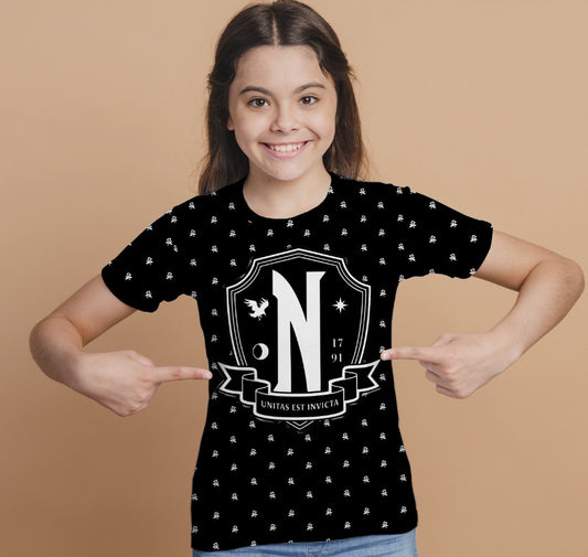 Camiseta 3D All Over Print con el estampado de Wednesday Addams y Enit Wednesday Addams.