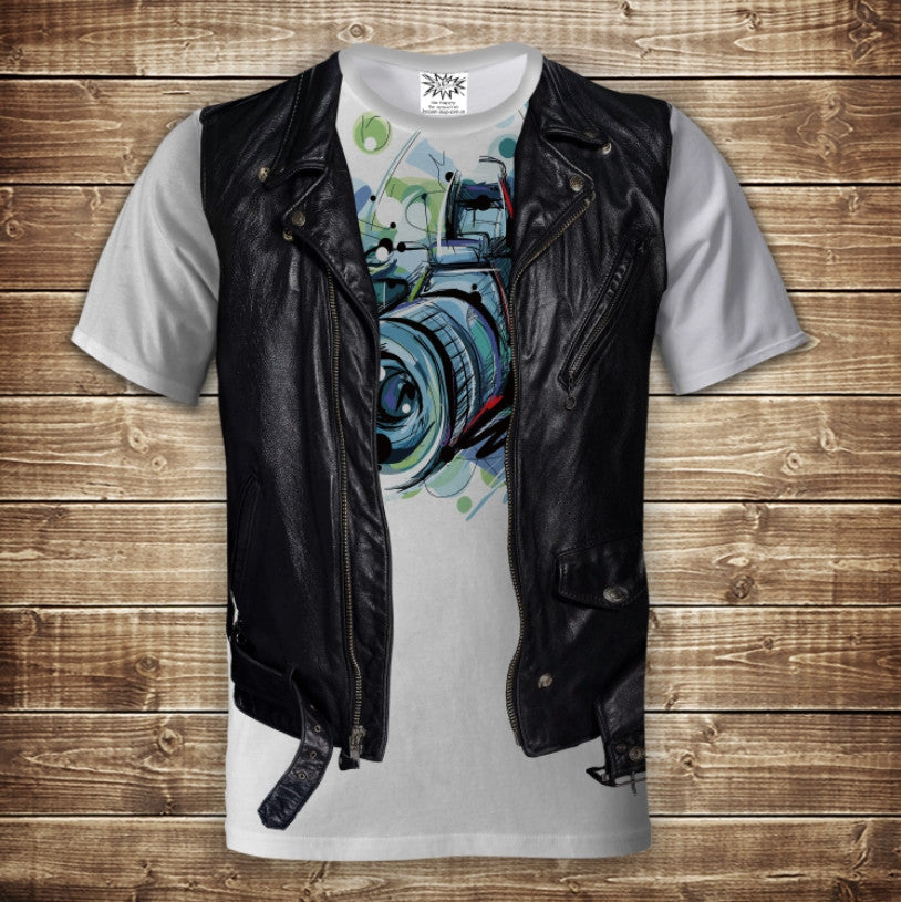 Camiseta 3D All Over Print Camiseta 2 en 1 + chaleco Cámara Fotógrafo Tallas adulto y infantil