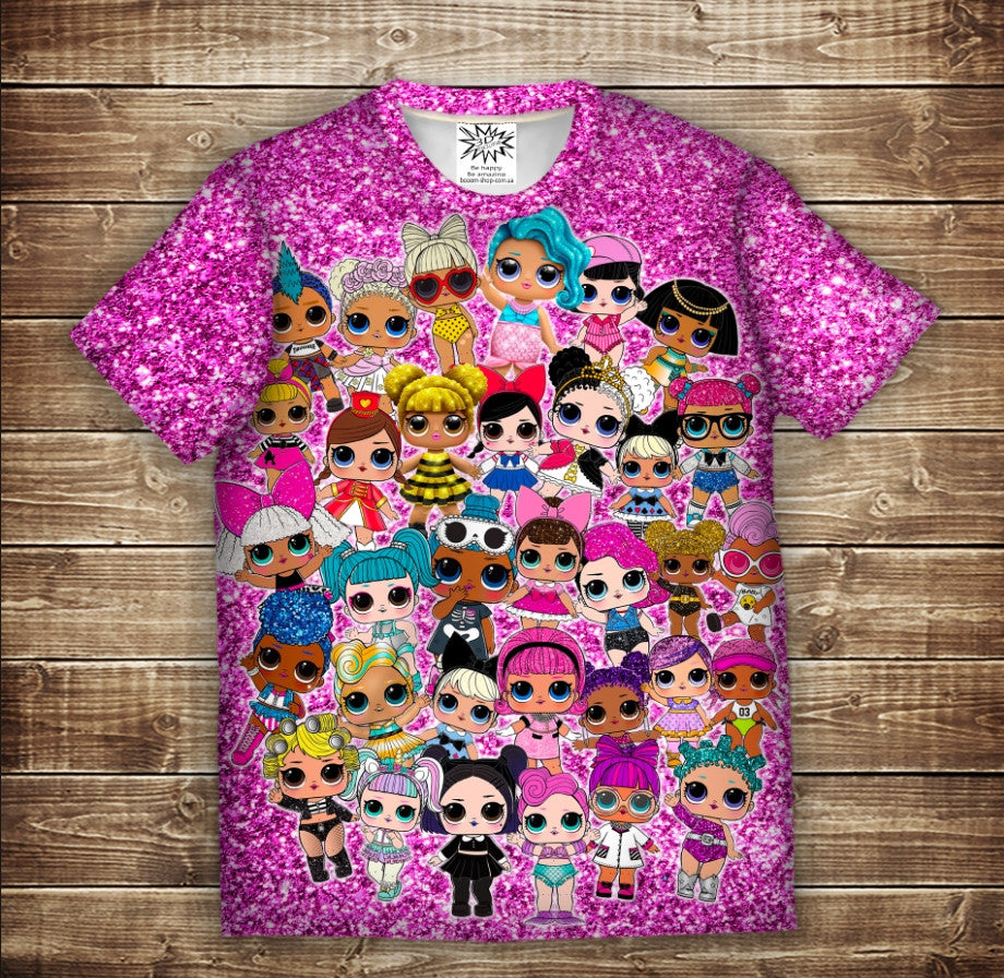 Camiseta con estampado integral en 3D con tema de muñeca LOL