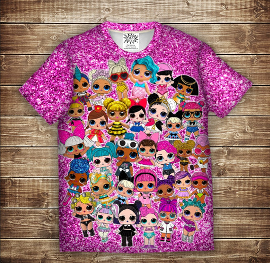 Camiseta con estampado integral en 3D con tema de muñeca LOL