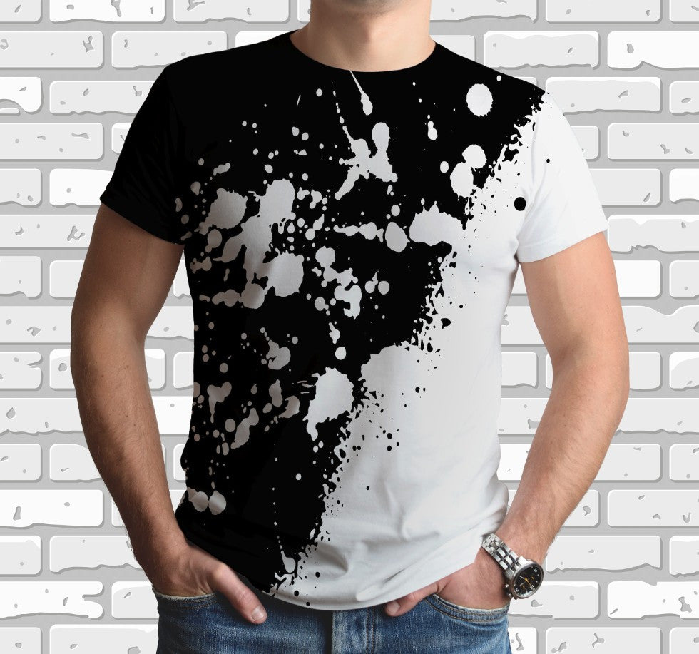 Camiseta con estampado integral en 3D y tema artístico de acuarela