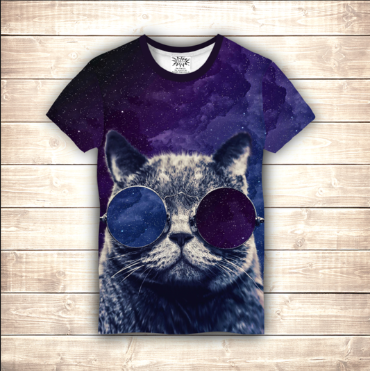 Camiseta 3D All Over Print Space Cat