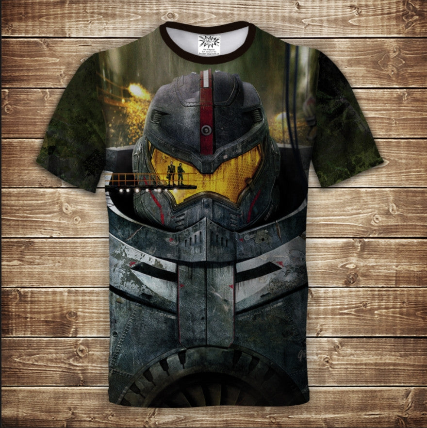 T-shirt 3D All Over Print Pacific Rim Jaeger Face. Adult and Kids Sizes