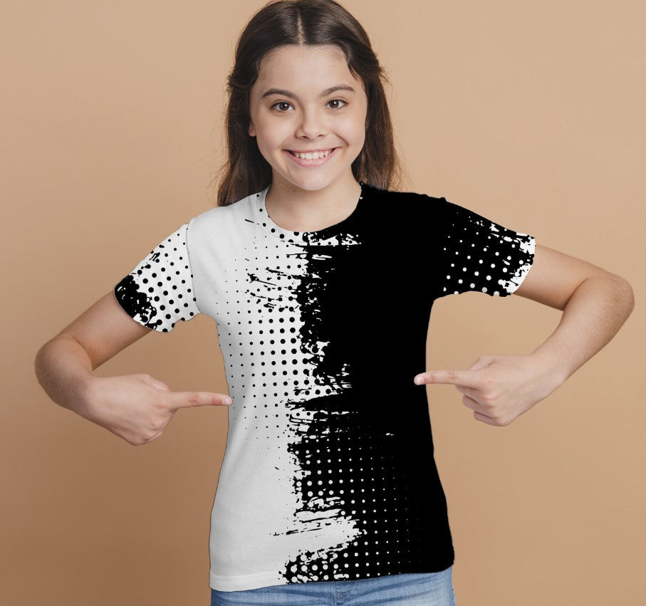 Camiseta con estampado 3D en blanco y negro Grunge