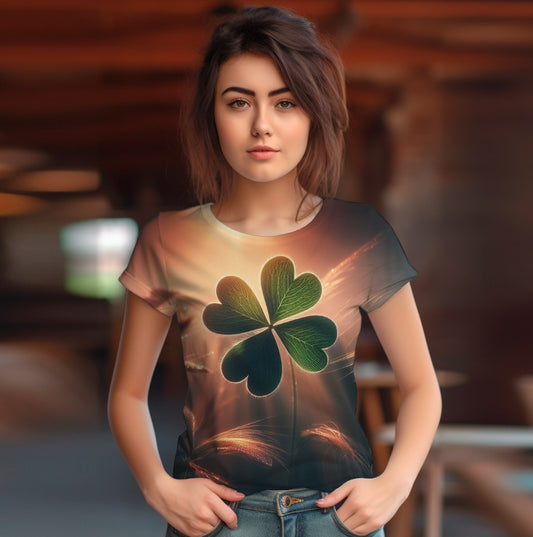 T-shirt 3D All Over Print with a theme of Four-leaf clover.