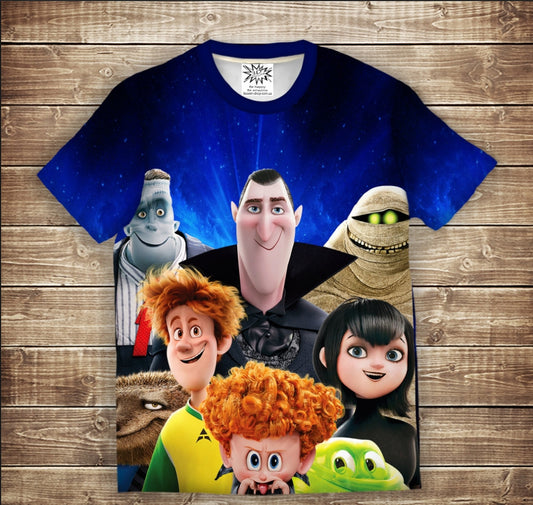 Camiseta 3D All Over Print Hotel Transylvania Tallas Adulto y Niño