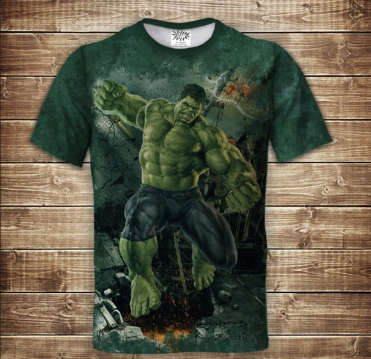 Camiseta 3D All Over Print con la temática El Increíble Hulk.