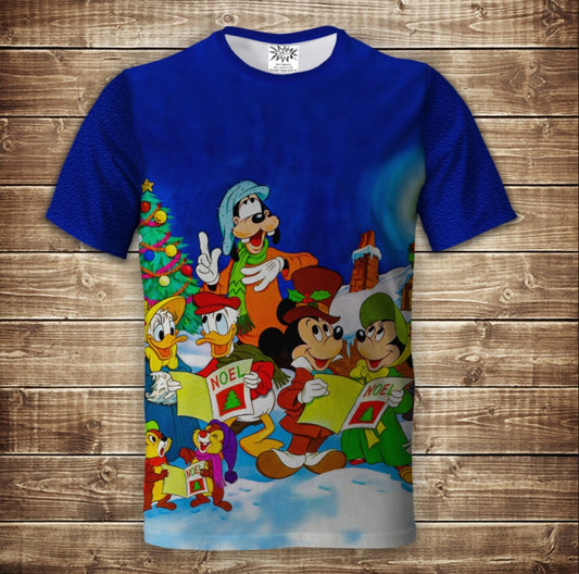 Camiseta 3D All Over Print con temática de Héroes de Disney. Navidad.