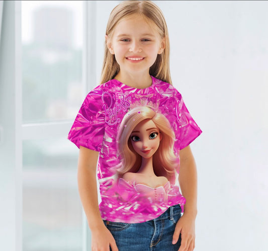 Camiseta 3D All Over Print con temática Barbie.