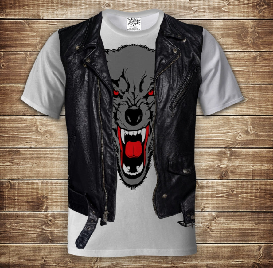 Camiseta 3D All Over Print 2 en 1 camiseta + chaleco Hombre Lobo Lobo Tallas adulto y infantil