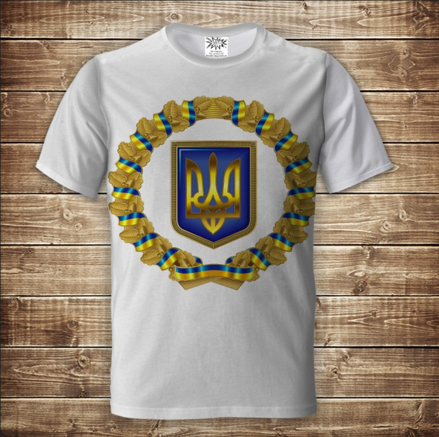 T-shirt 3D All Over Print with Trident Symbols of Ukraine Adult and Children Sizes