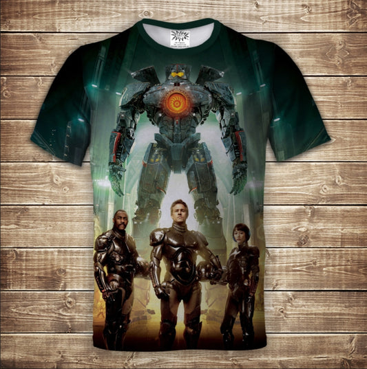 Camiseta 3D All Over Print Pacific Rim. Raleigh Mako y Pentecostés. Tallas para adultos y niños.