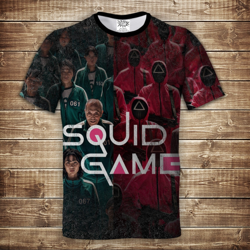 T-shirt 3D All Over Print Squid Game Adult and Kids Sizes