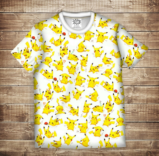 Camiseta 3D All Over Print con diseño de Pokemon Pikachu.