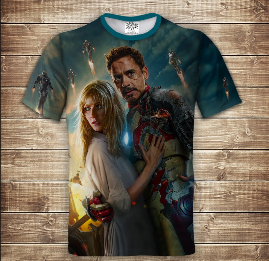 T-shirt 3D All Over Print Tony Stark And Pepper