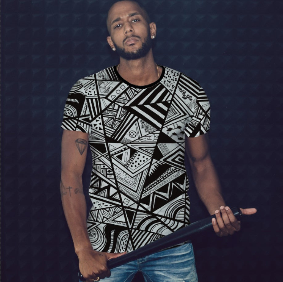 T-shirt 3D All Over Print with Geometric Pattern Theme